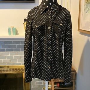 Tory Burch Black and White Polka Dot Women's Silk Shirt